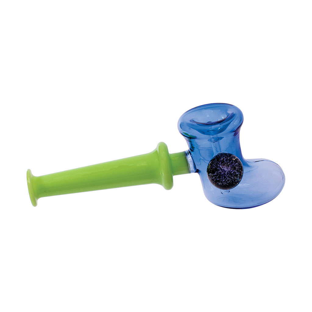 Galoshes Boot Glass Hand Pipe in blue and green for sale online at Honeybee Herb – durable glass smoking pipe