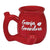 Ganja Grandma Red Chubby Roast and Toast pipe mug with red ceramic body, humorous grandma text, curved handle, and front bowl