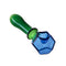 Blue and Green Glass Hand Pipe with Pentagonal Design, premium glass smoking accessory at Honeybee Herb