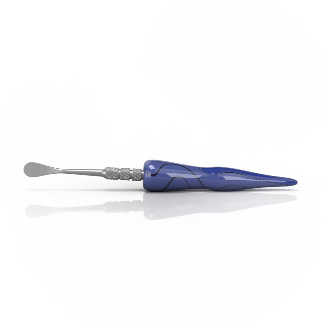"Glass Handle Dark Blue Swirl Tide Round Shape Metal Dabbers Tool Horizontal View "