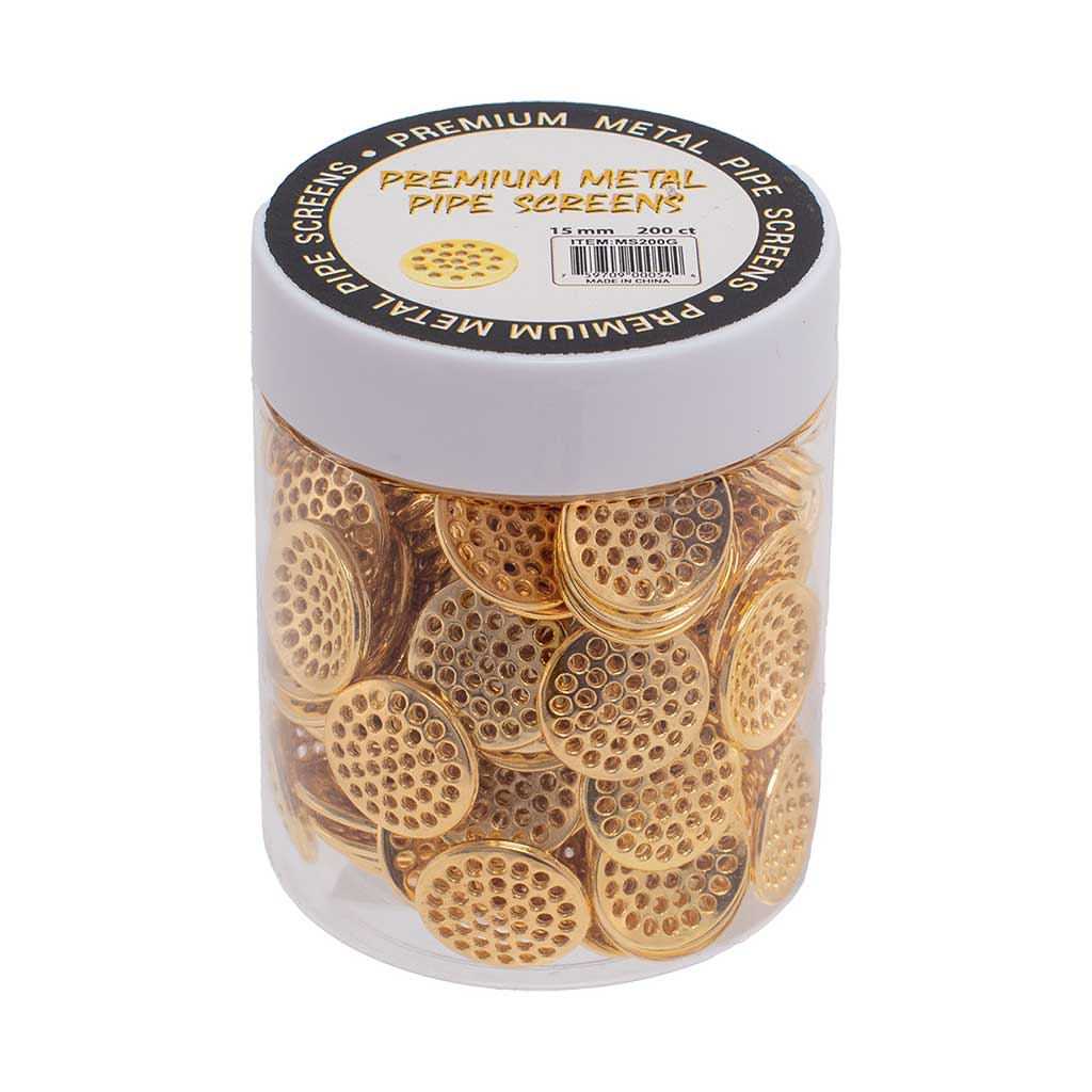 200 count gold metal pipe screens in premium jar