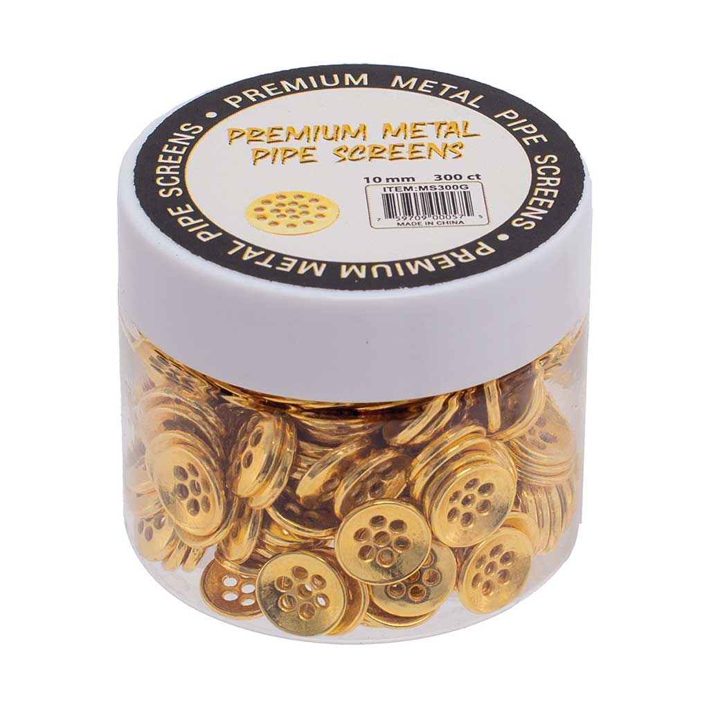 300 count gold metal pipe screens in premium jar