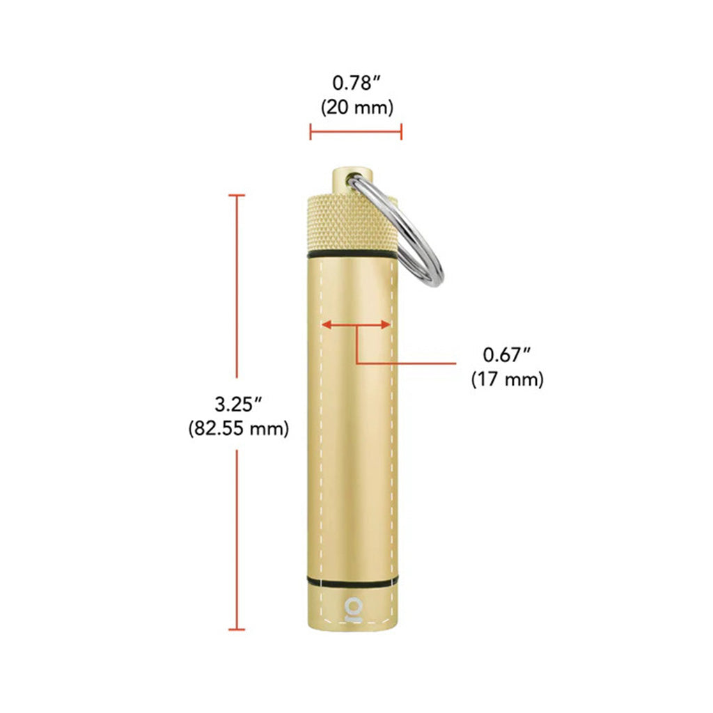  Compact Gold ONGROK airtight aluminum storage keychain dimensions, perfect for pockets and bags—available online. 