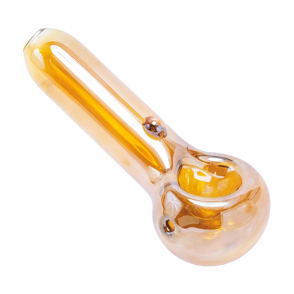 Buy golden fumed glass hand pipe online – premium glass smoking pipe at Honeybee Herb