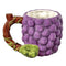 Grapes Premium Roast and Toast pipe mug with purple grape cluster design, green leaf detail, curved handle, and built-in front bowl