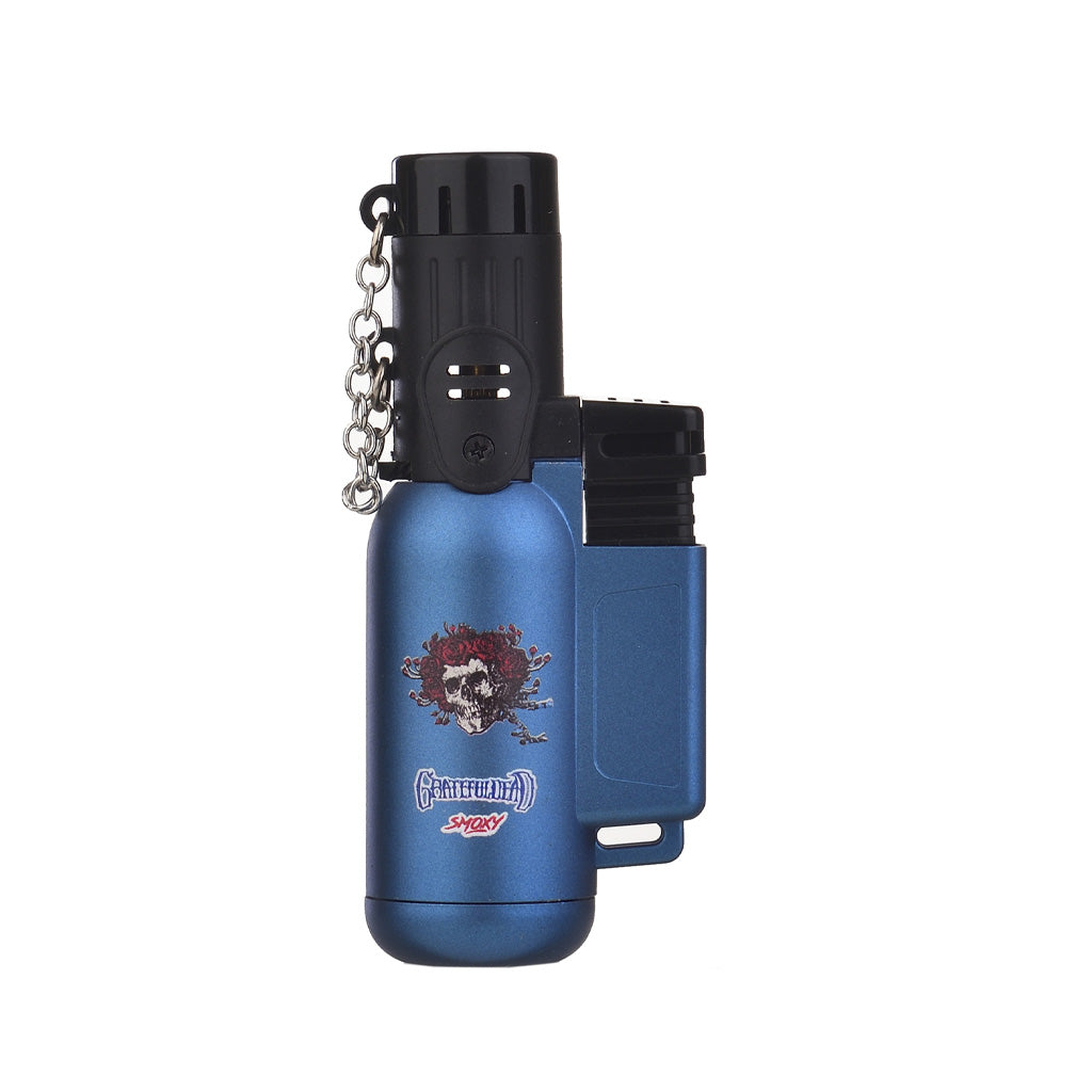 Grateful Dead Agni Metal Mini Torch Blue – compact refillable lighter featuring collectible Grateful Dead artwork