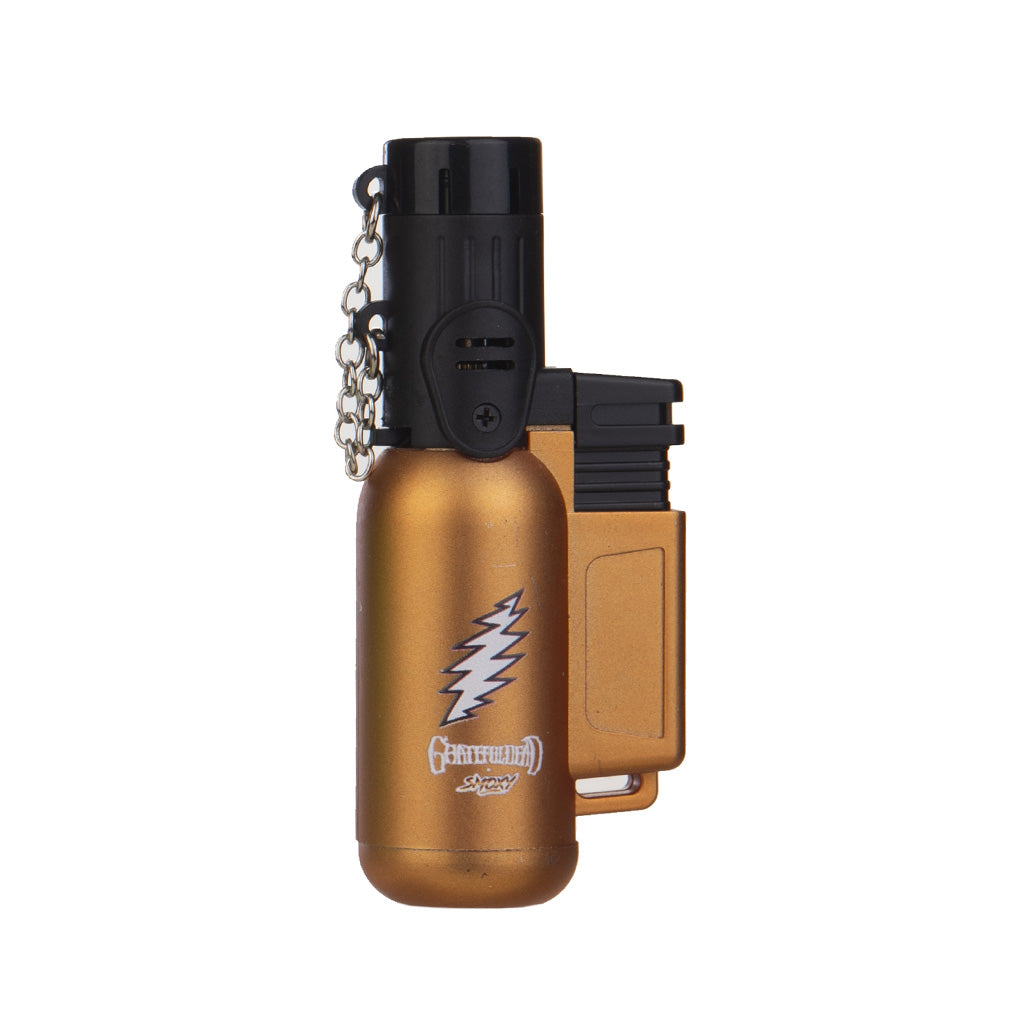 Grateful Dead Agni Metal Mini Torch Orange – durable refillable torch lighter with lightning bolt logo