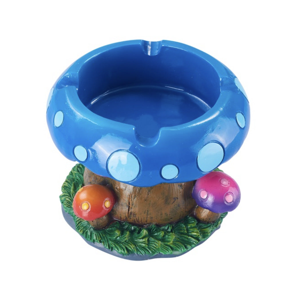 Blue Grateful Dead Mushroom Ashtray – colorful resin ashtray with 3D mushroom base for smoke sessions