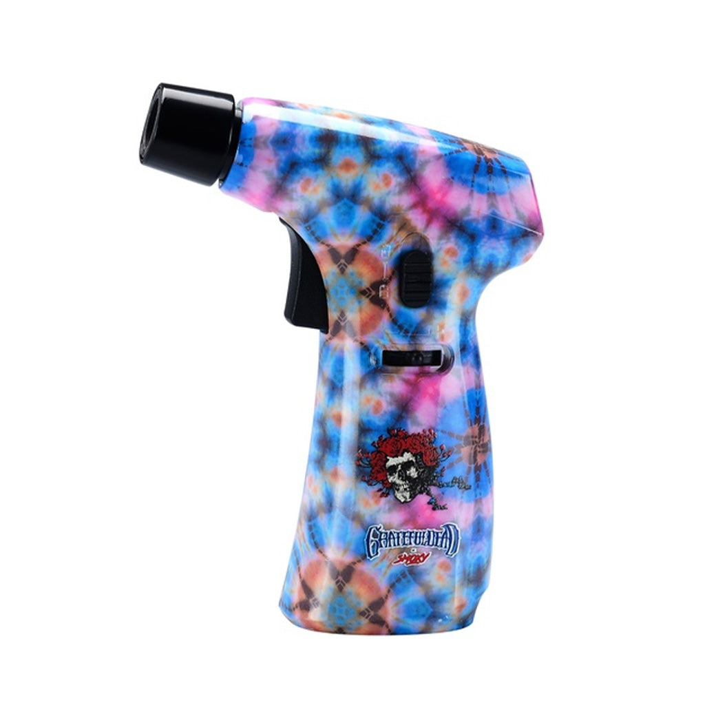 Grateful Dead Power Torch Kaleidoscope – premium refillable butane lighter with colorful tie-dye pattern and skull design