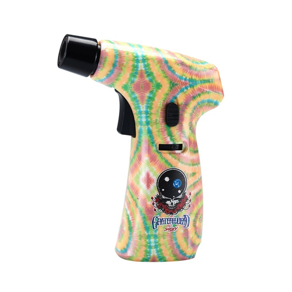 Grateful Dead Power Torch Yellow Green – refillable collectible torch lighter with skull artwork and flame lock