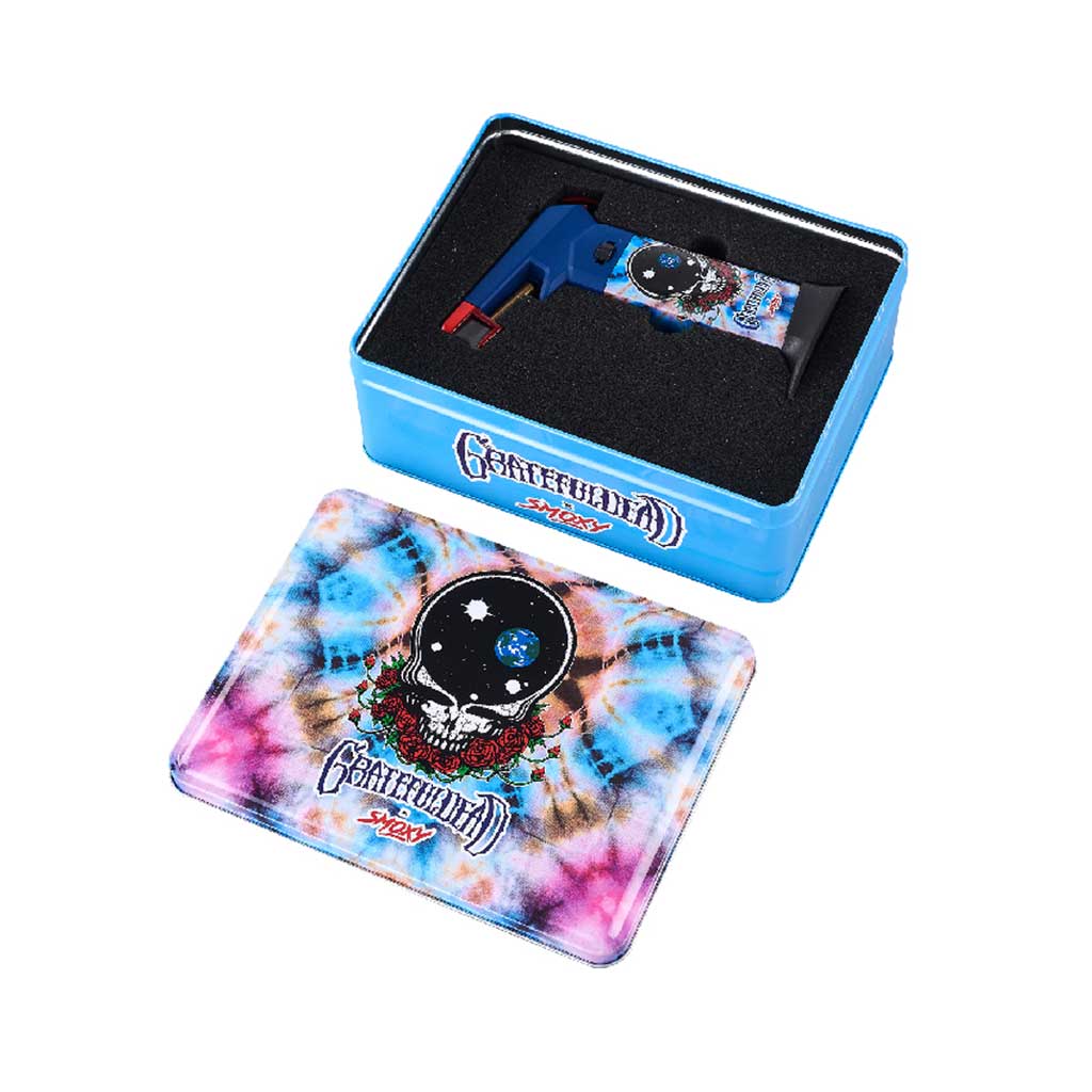  Grateful Dead The Rock Torch Blue Gift Set – refillable butane torch lighter in collectible tin by Smoky x Honeybee Herb 