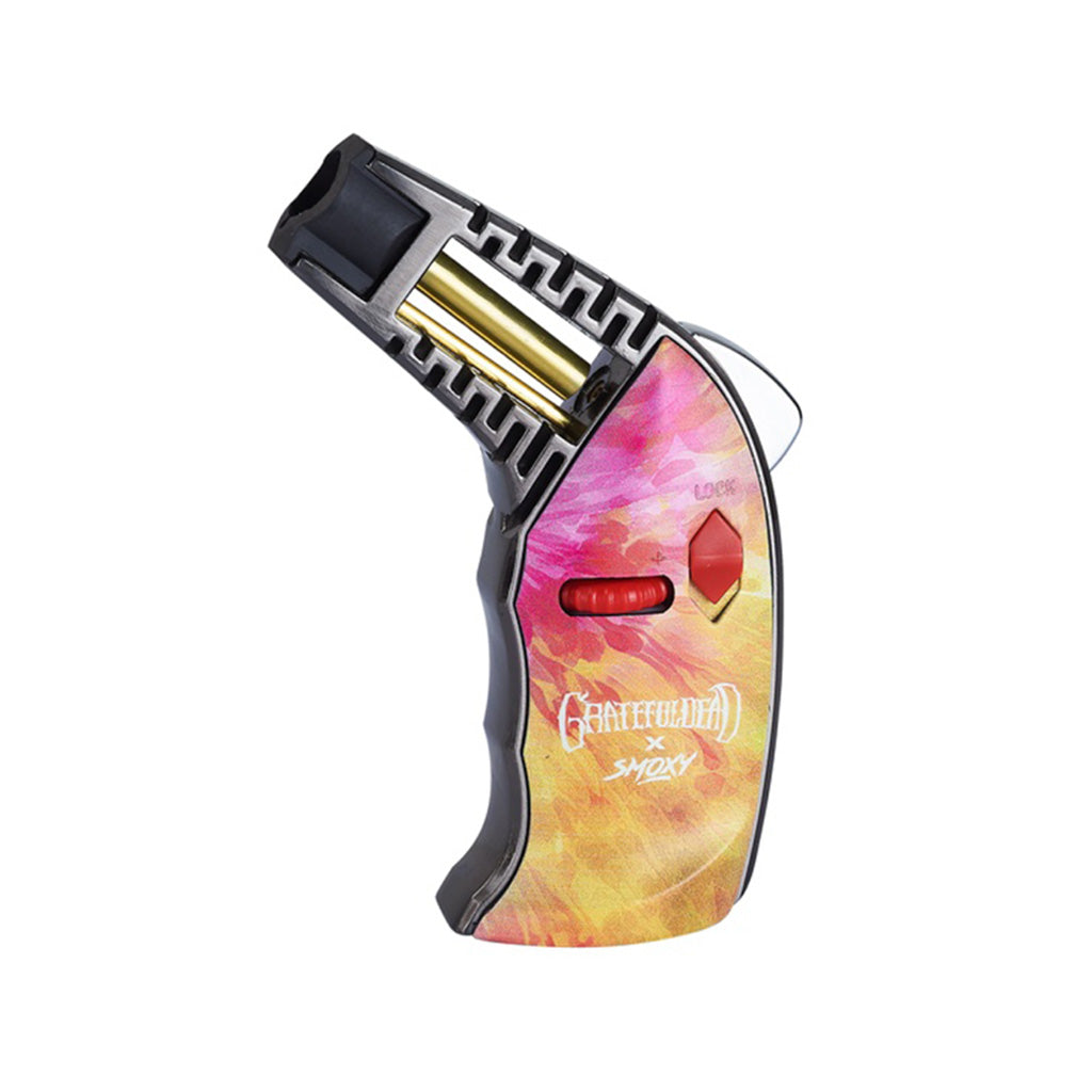 Pink Yellow Grateful Dead Thrust Torch by Smoky – premium butane dab torch from Honeybee Herb