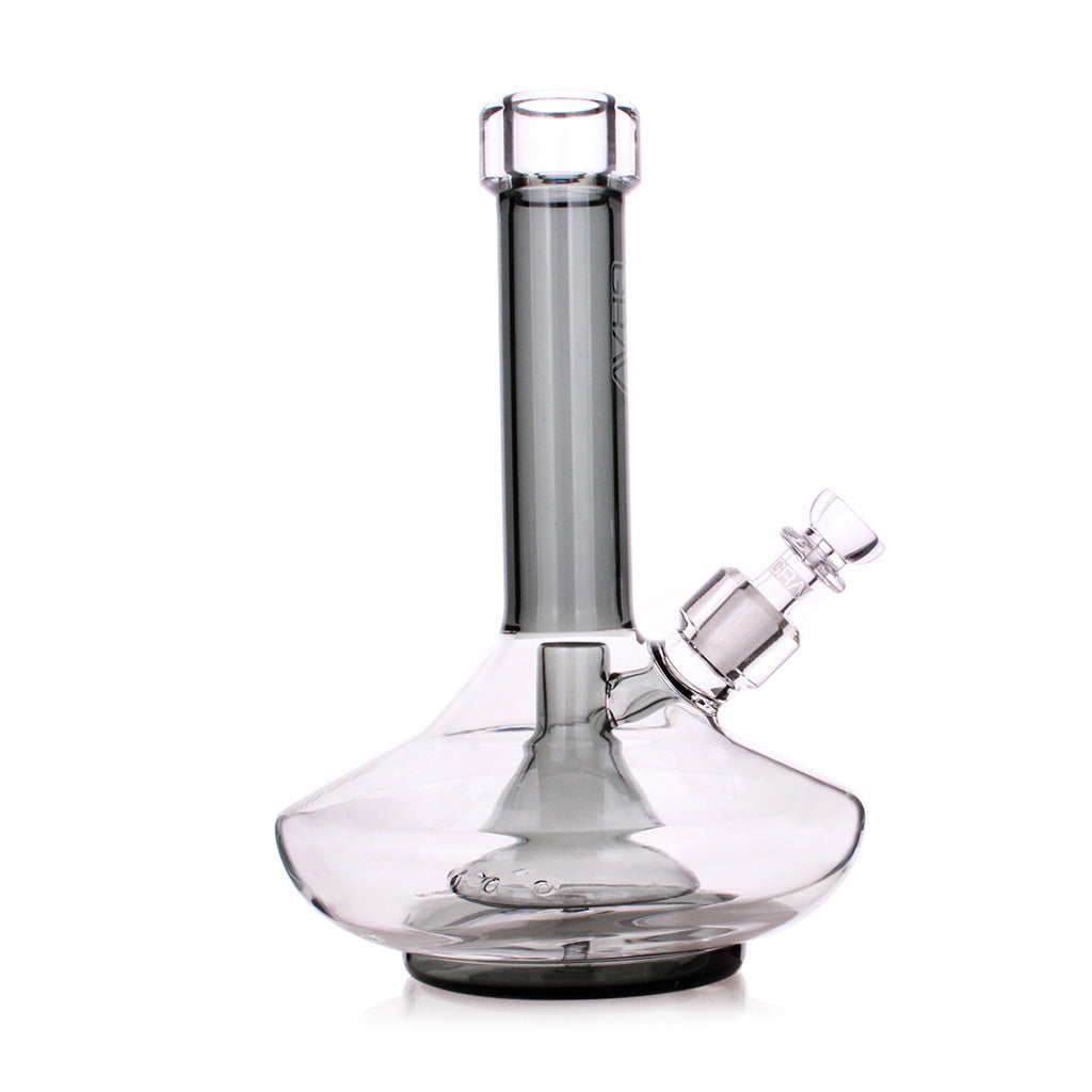 GRAV Fission Downstem Perc Small Wide Base Bong In Smoke Glass With 14MM Joint