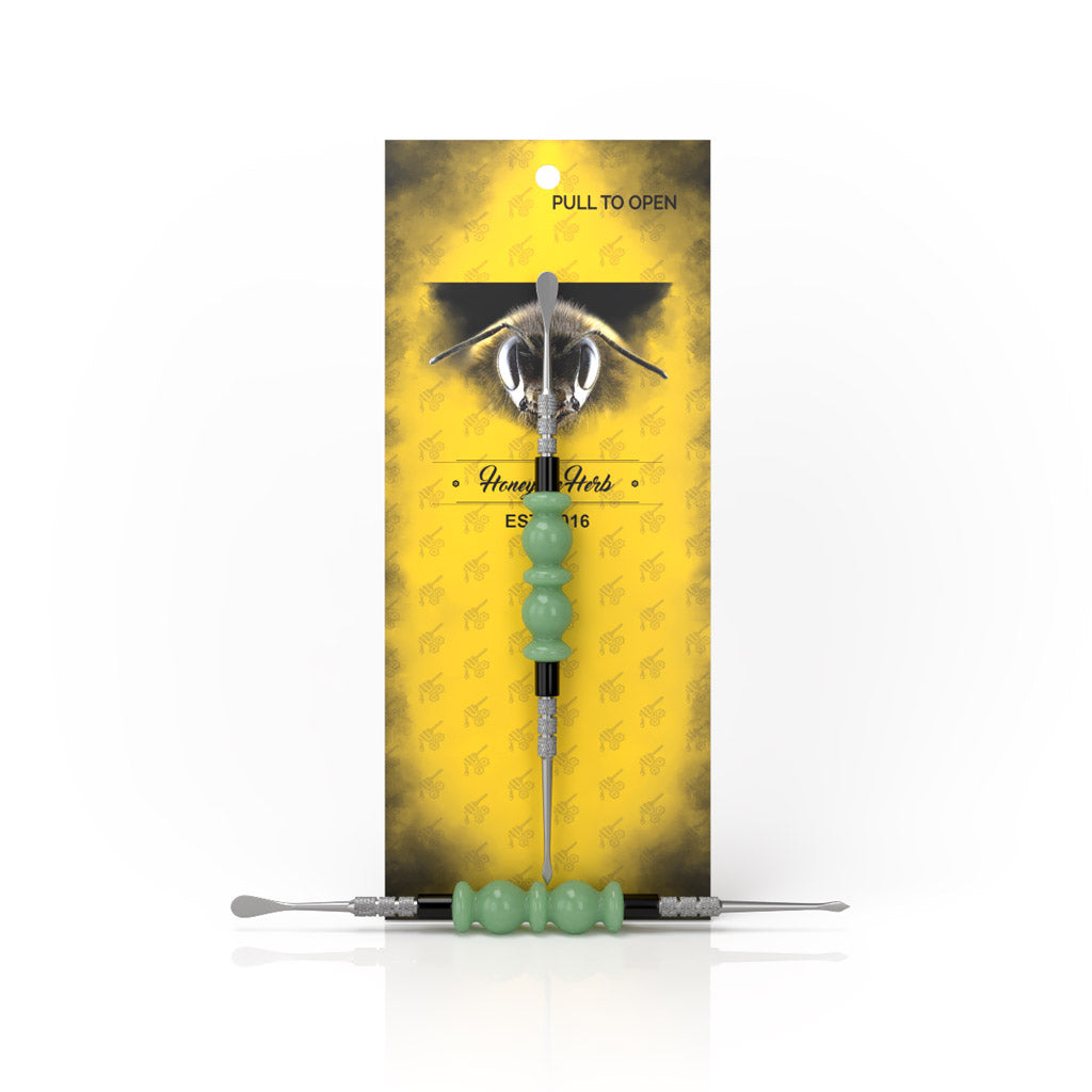 Glass Green Acrylic Beaded Handle Double-Sided Steel Bliss Dab Tool Packaging View