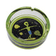 Green Alien Surfer Glass Ashtray top view, strong glass ashtray with alien artwork, smoking accessory for sale at Honeybee Herb