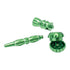 Compact green aluminum smoking pipe with built-in grinder – shop Honeybee Herb