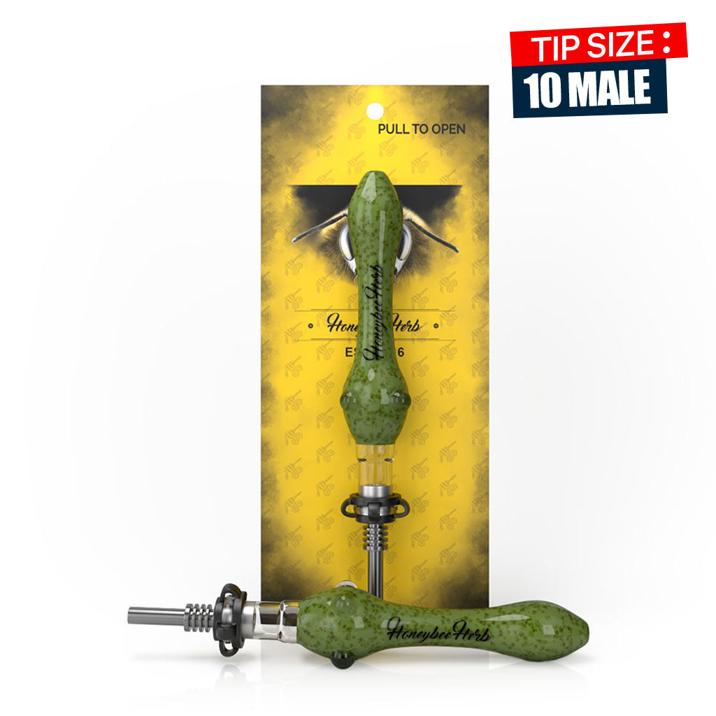 Steel Tip Speckled Green-Blue Glass Nectar Collector with Keck Clips