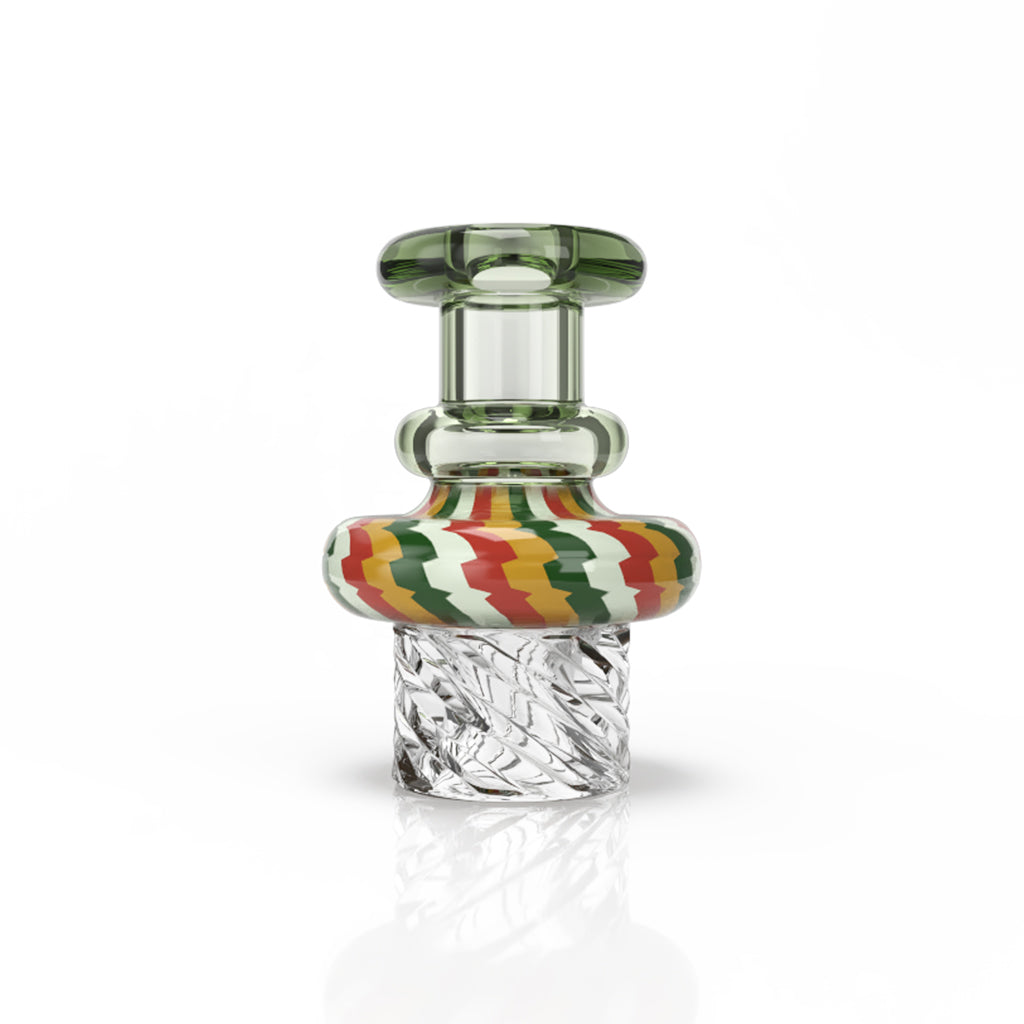 Green Borosilicate Glass Handle Directional Airflow Cyclone Riptide Vortex Helix Carb Cap Clear View
