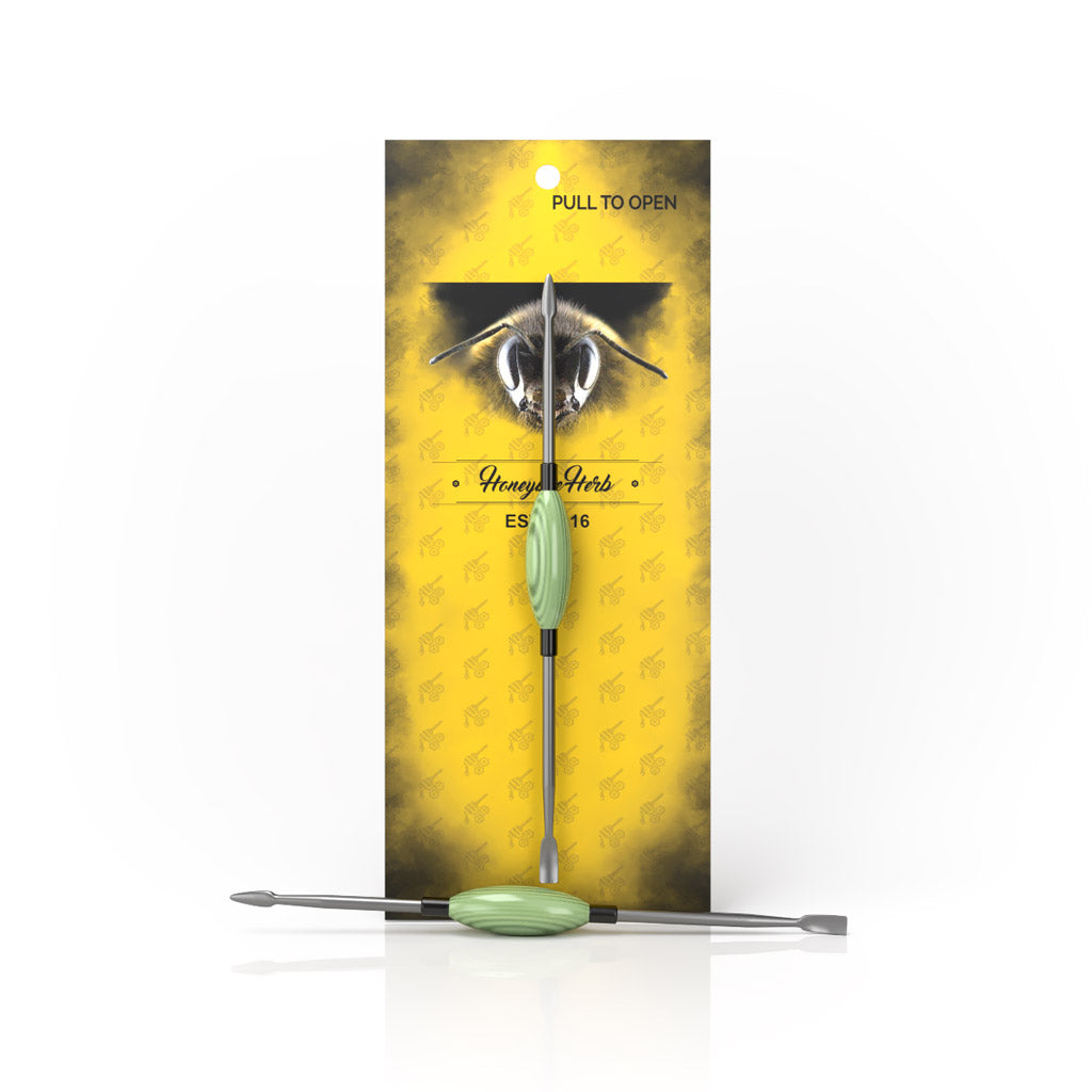 Green Glass Handle Oval Dab Tool Packaging View