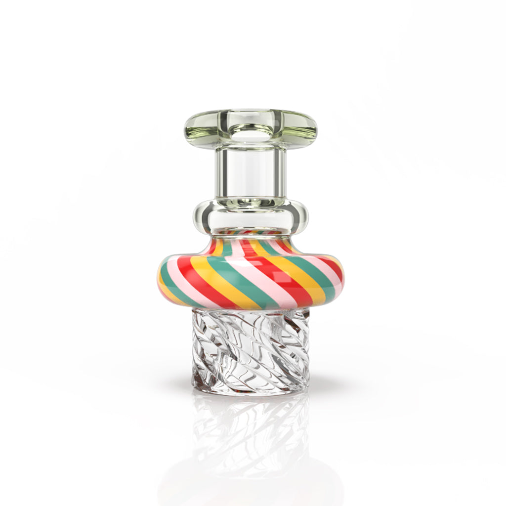 Green Borosilicate Glass Handle Swirl Top Directional Airflow Vortex Twist Helix Carb Cap Clear View