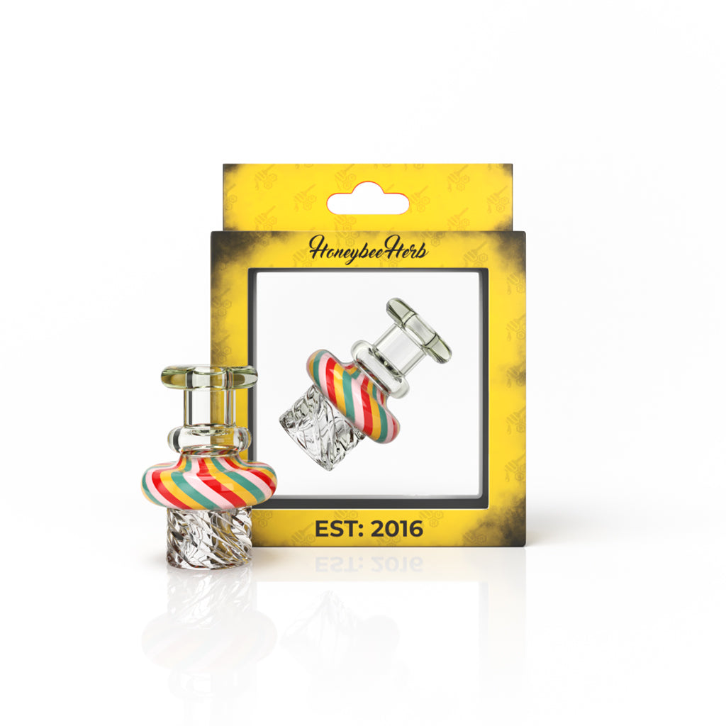 Green Borosilicate Glass Handle Swirl Top Directional Airflow Vortex Twist Helix Carb Cap