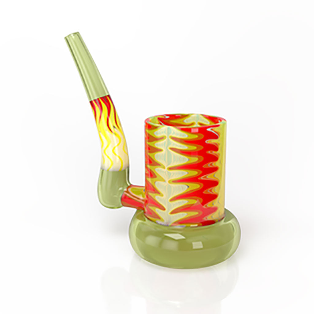 Multi-Color Wig Wag Design On Green Glass Proxy Hippie Standing Sherlock