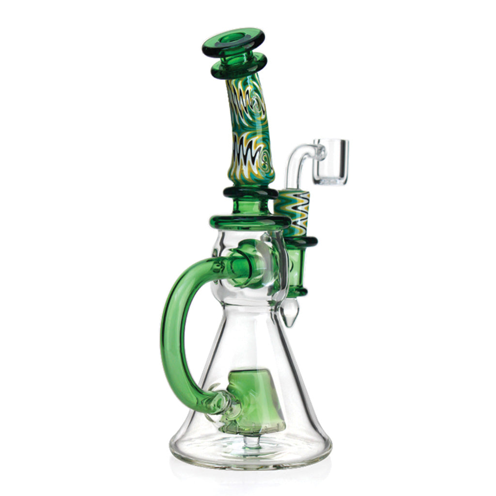 Green Glass Pyramid Perc Oil Dab Rig Recycler At Honeybee Herb