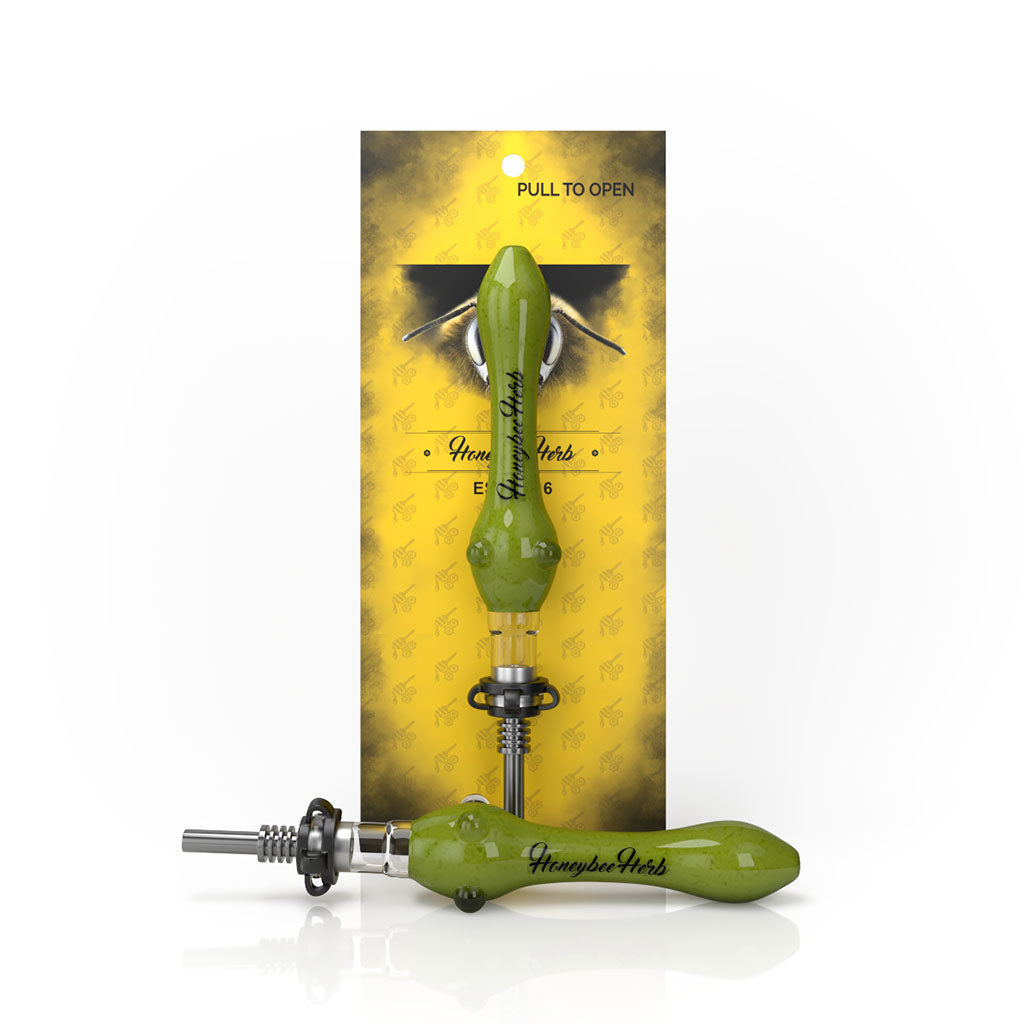 Steel Tip Speckled Green Glass Nectar Collector with Keck Clips 