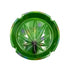 Green tie dye polystone round ashtray with raised leaf design