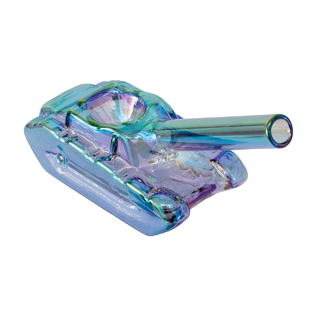 Glass War Tank Hand Pipe in green finish – stylish smoking accessory