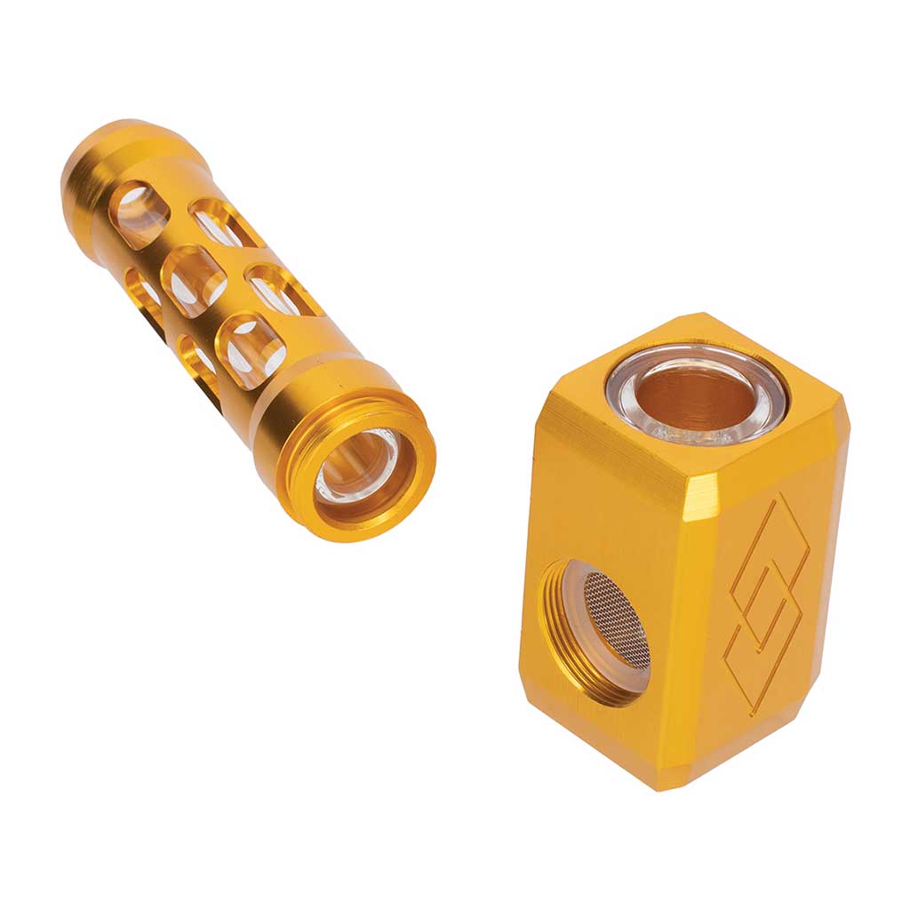 Gold hammer style aluminum glass smoking pipe heavy duty hand pipe for sale 