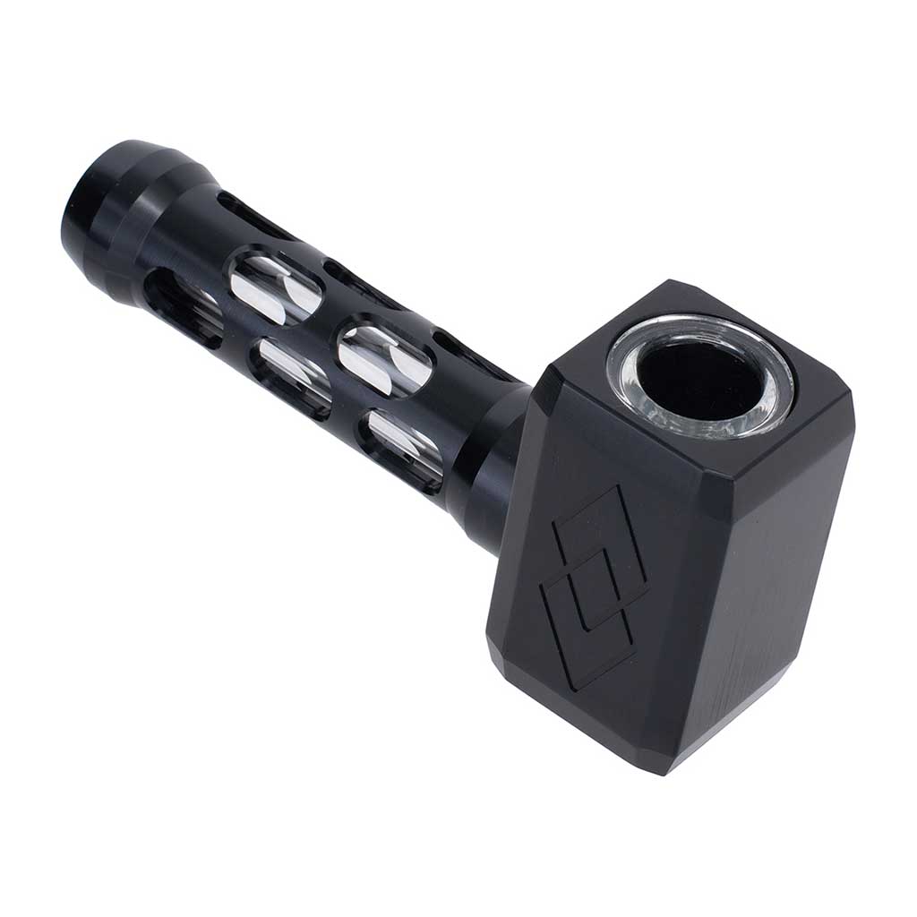 Black hammer style aluminum glass smoking pipe portable and durable