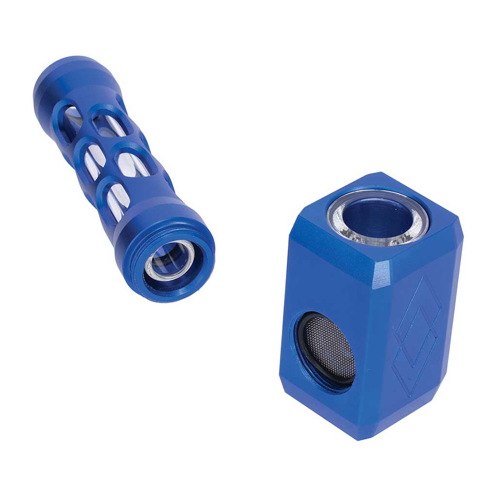 Blue hammer aluminum glass pipe durable metal smoking hand pipe