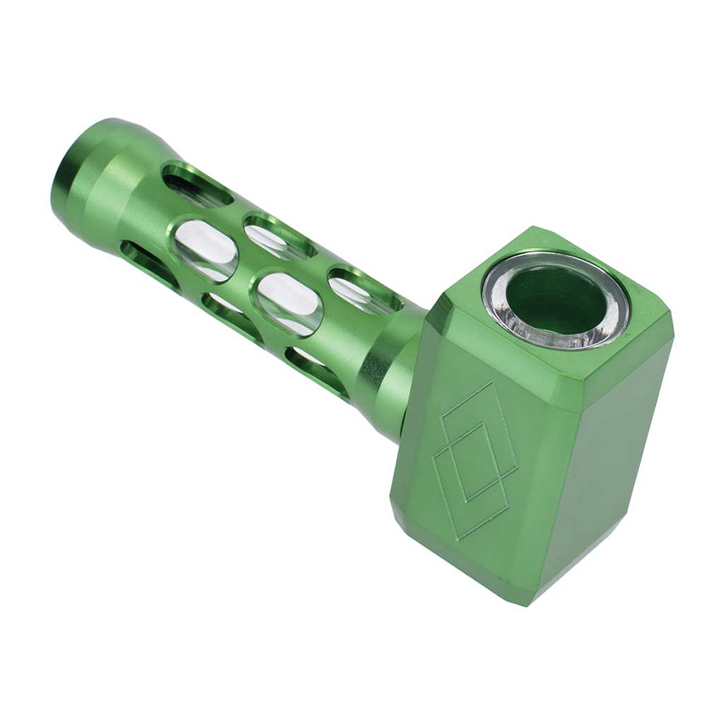Green hammer aluminum glass pipe premium metal hand smoking pipe 