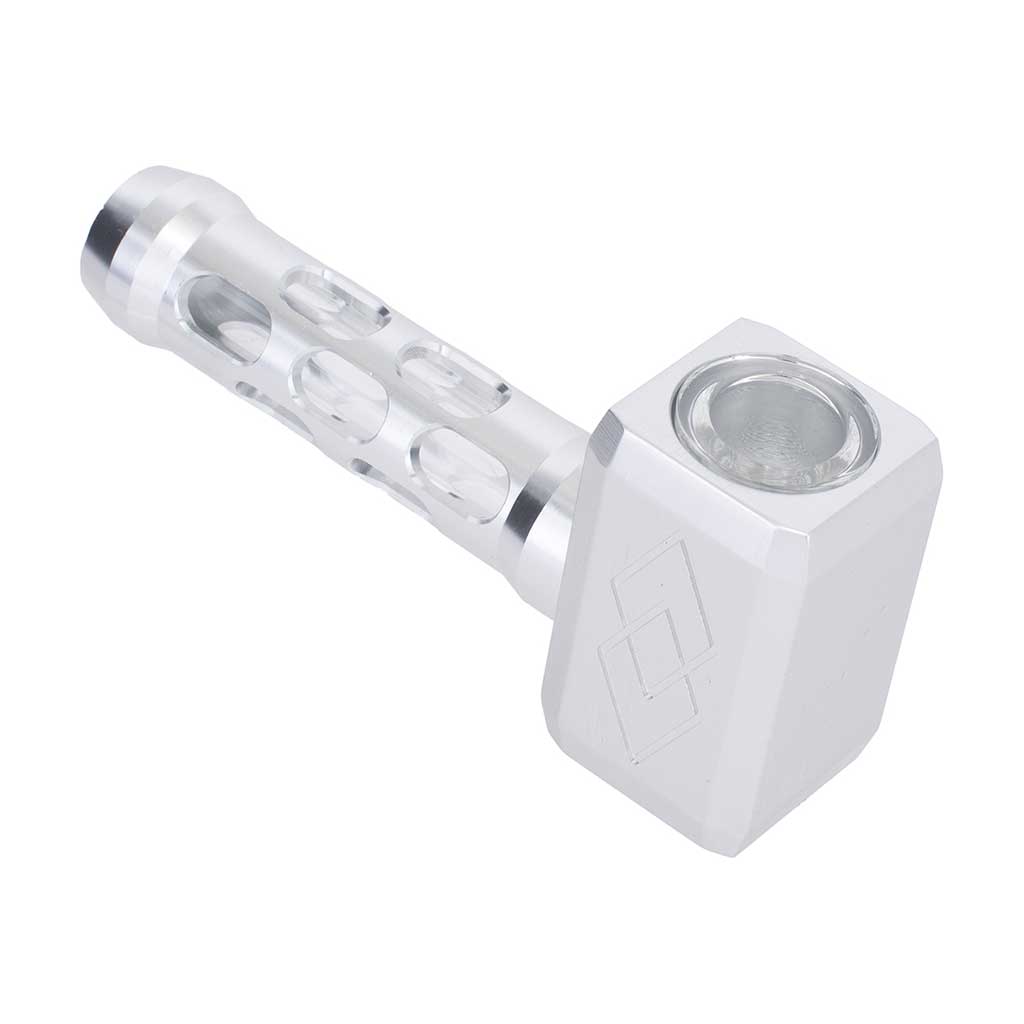 Silver hammer style aluminum glass smoking pipe modern metal design