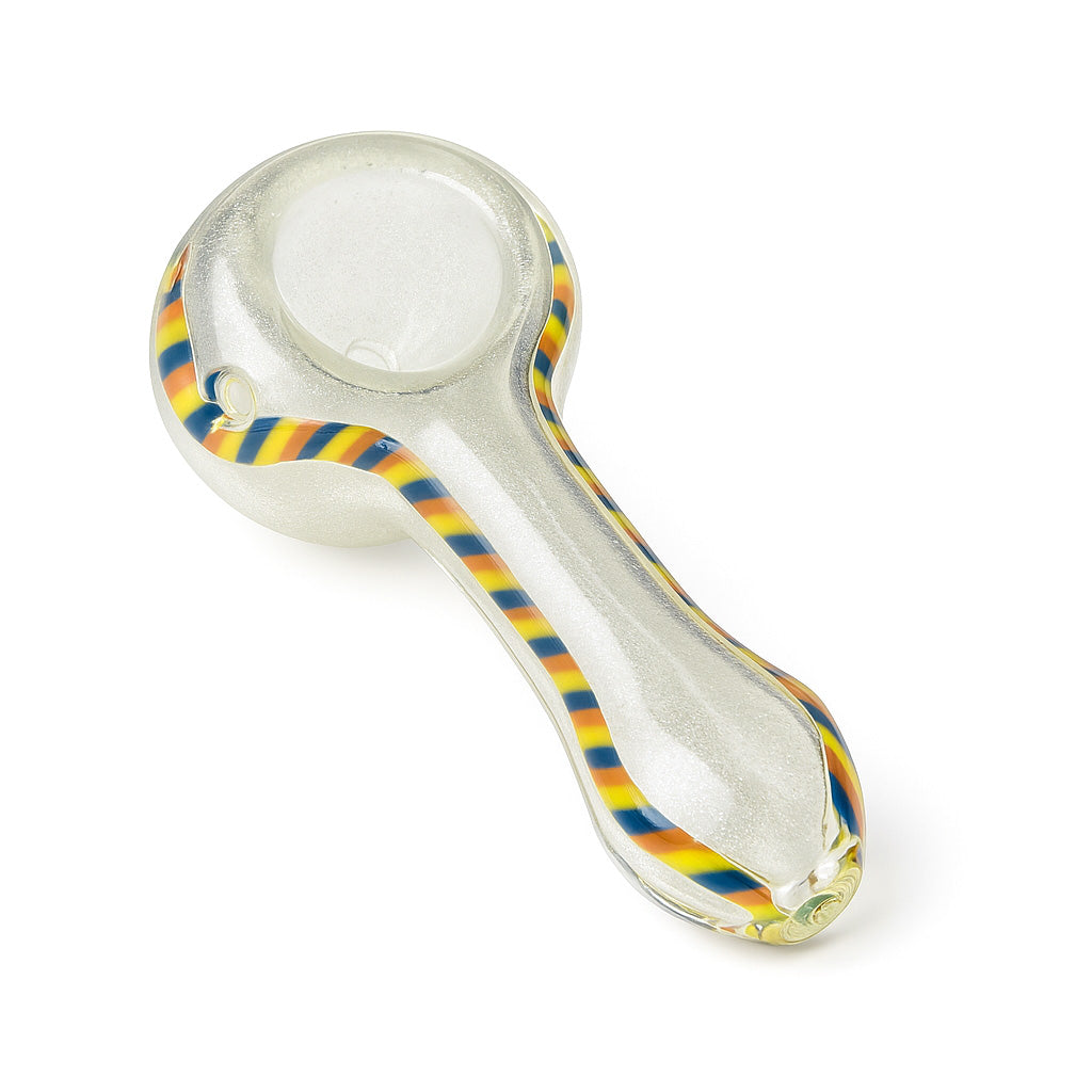 hand blown glass hand pipe with orange stripe — portable spoon pipe, in stock