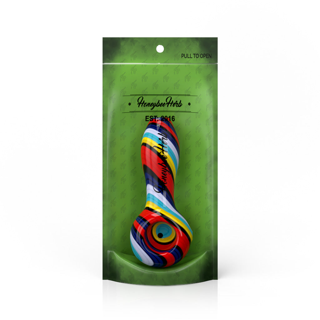 HBH 4-Inch Rainbow Colorburst Linework Spoon Hand Pipe Packaging View