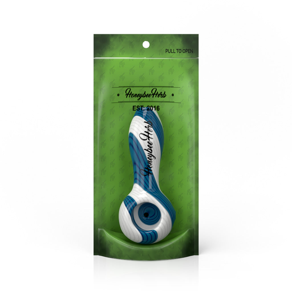 HBH 4-Inch Turquoise Colorburst Linework Spoon Hand Pipe Packaging View