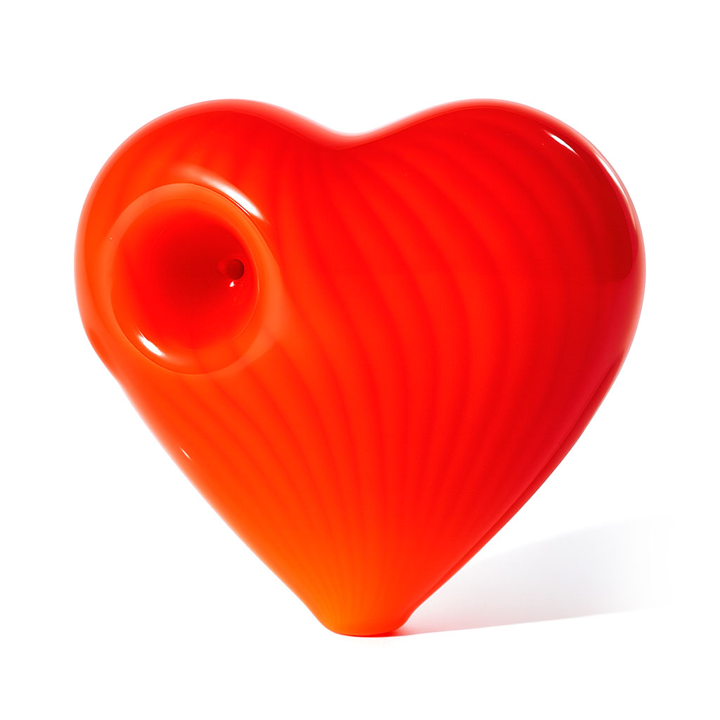 orange heart hand pipe, thick glass bowl, shop today