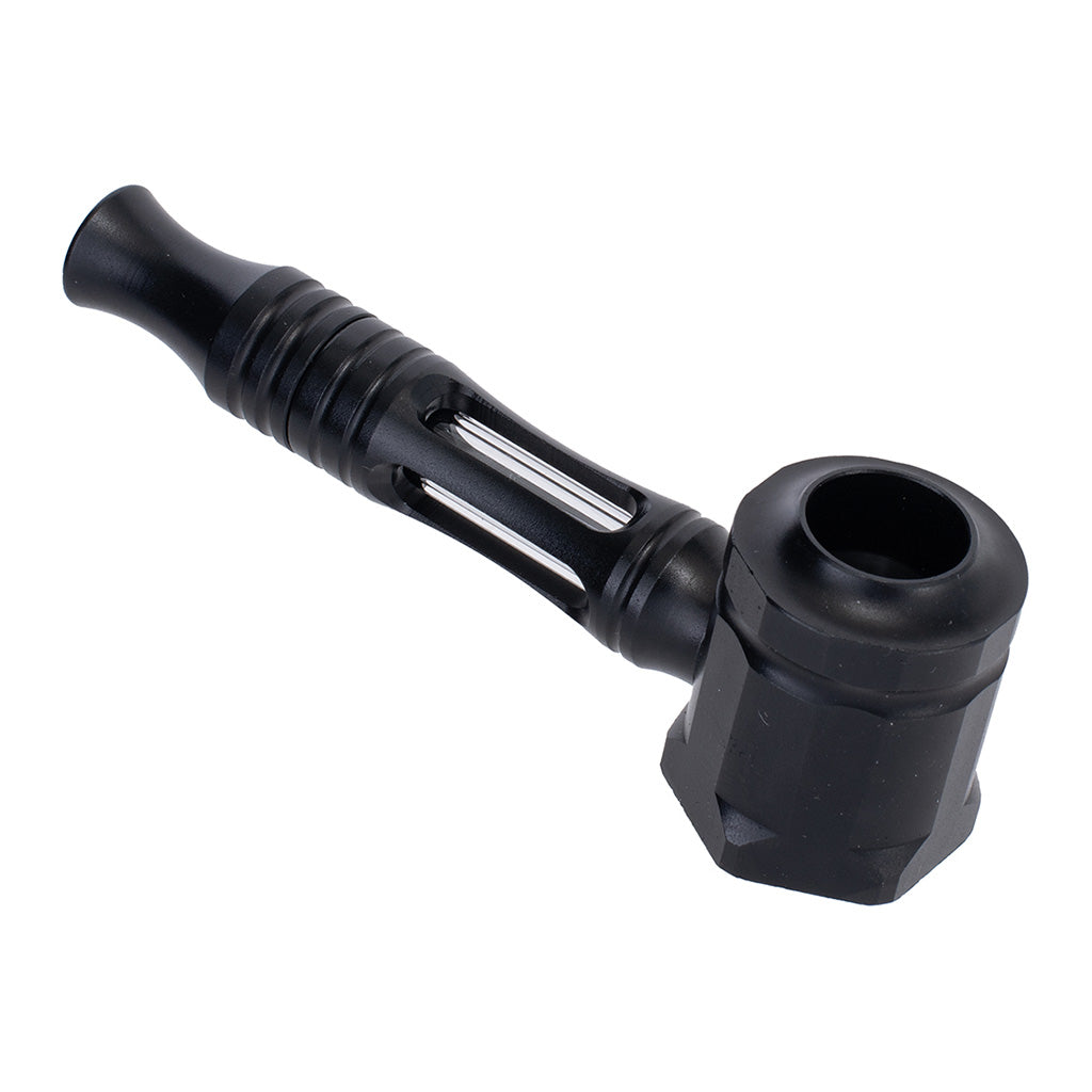Assembled black Hex Chamber aluminum glass pipe with glass insert