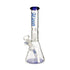 Full-height view of blue Hittn 6-Arm Tree Perc Beaker Bong with ice catcher—buy at Honeybee Herb. 