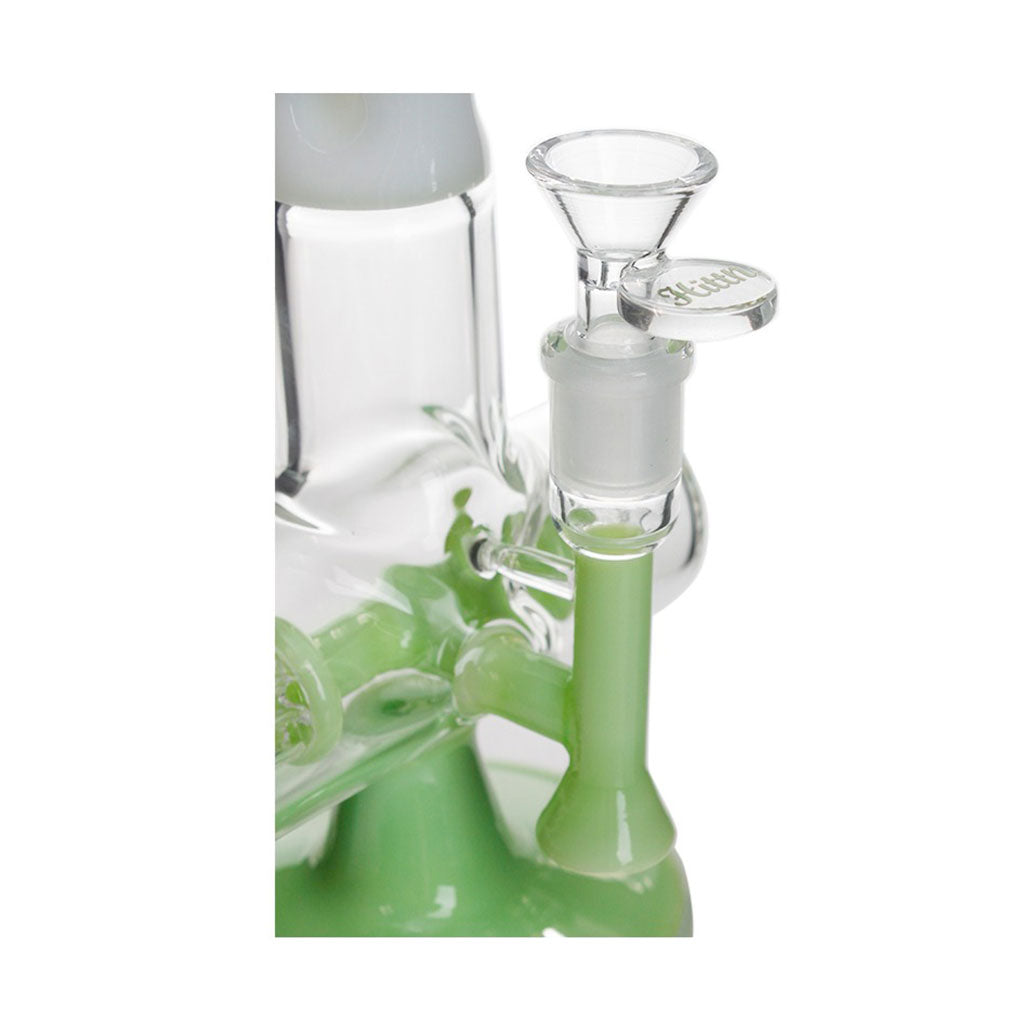 Glass bowl and joint of Hittn 6-Arm Tree Perc Straight Tube Bong – buy premium green glass bongs online. 