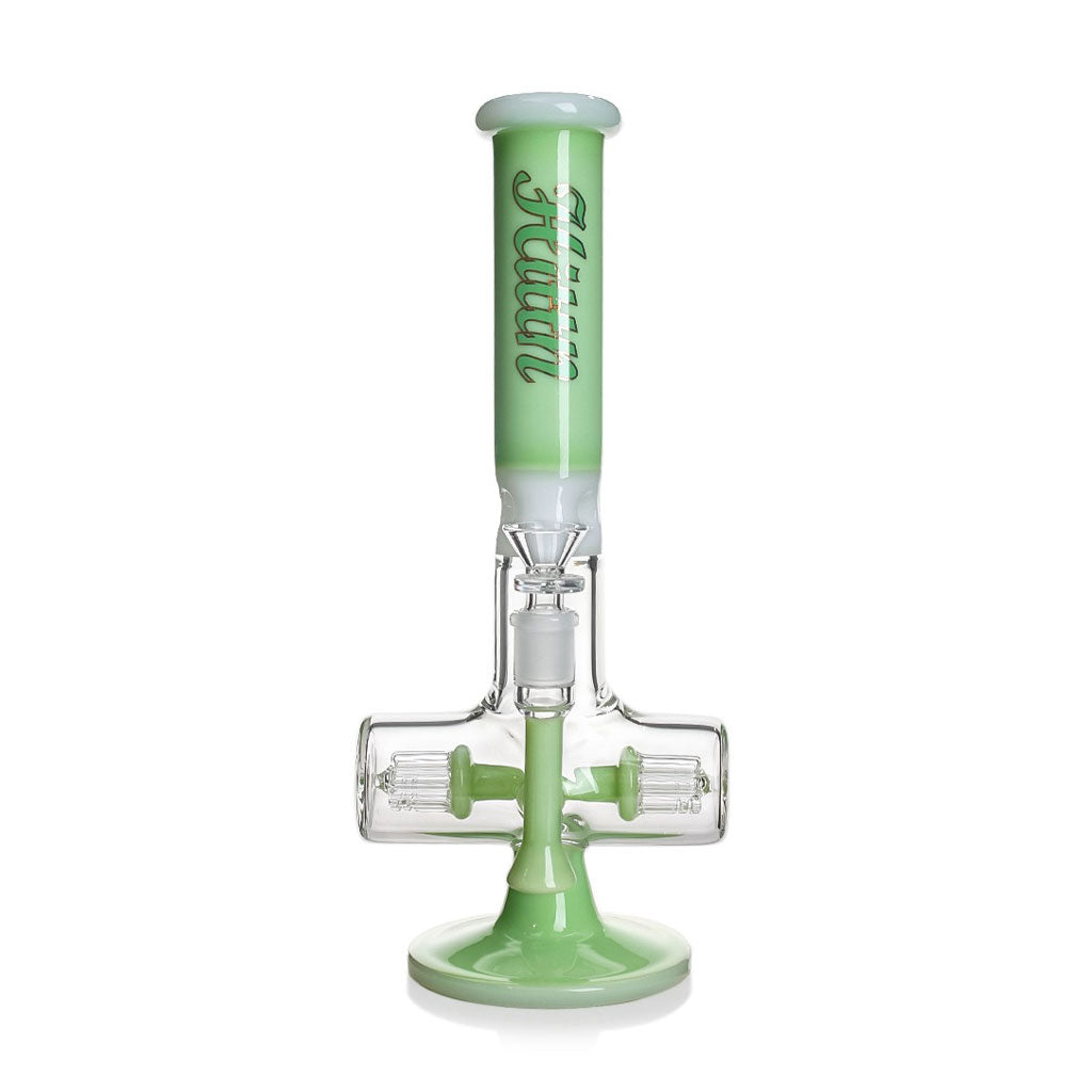 Buy Hittn 6-Arm Tree Perc Straight Tube Bong in green – premium glass bong for smooth smoking sessions. 