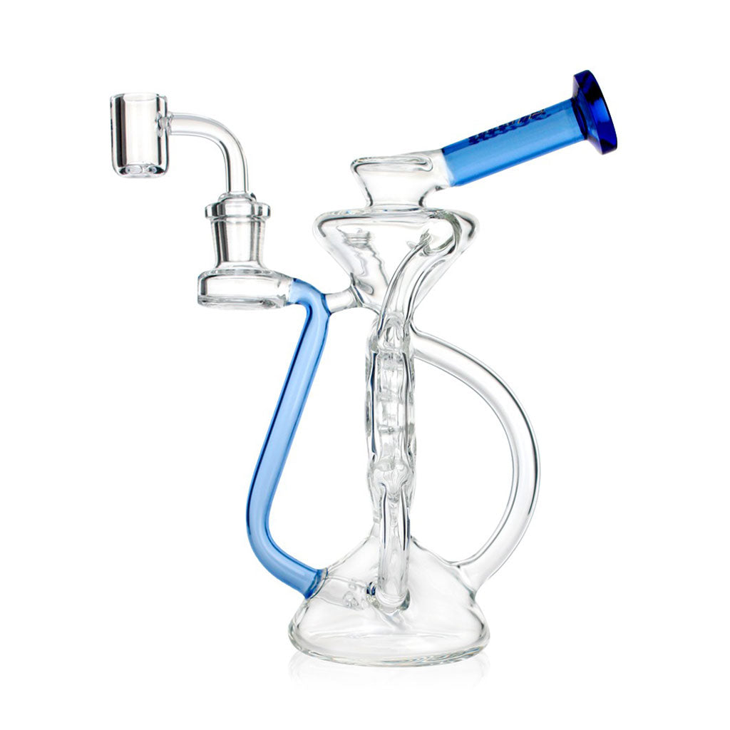 Hittn 6-Hole Swiss Perc Klein Recycler Dab Rig, blue—buy online at Honeybee Herb. 