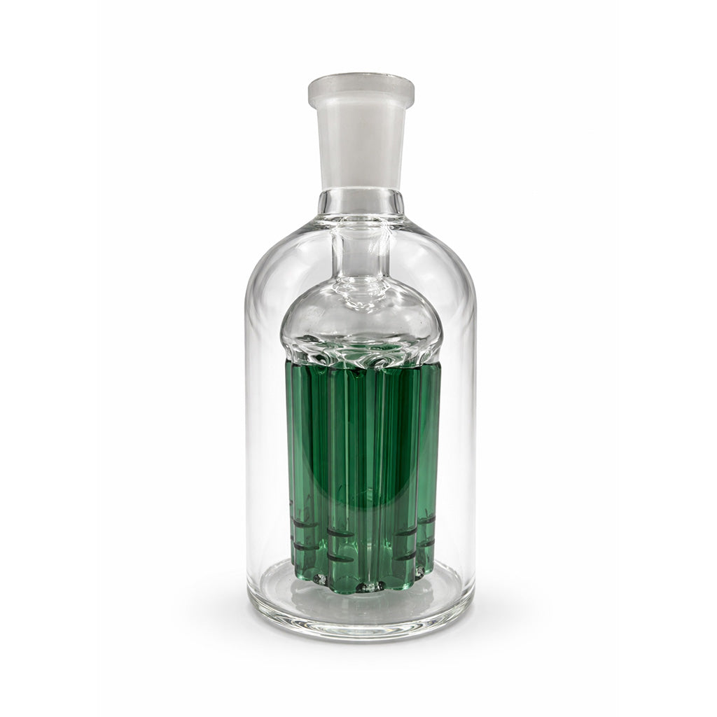 Front view of lake green Hittn 8 arm tree perc glass ash catcher for cleaner hits