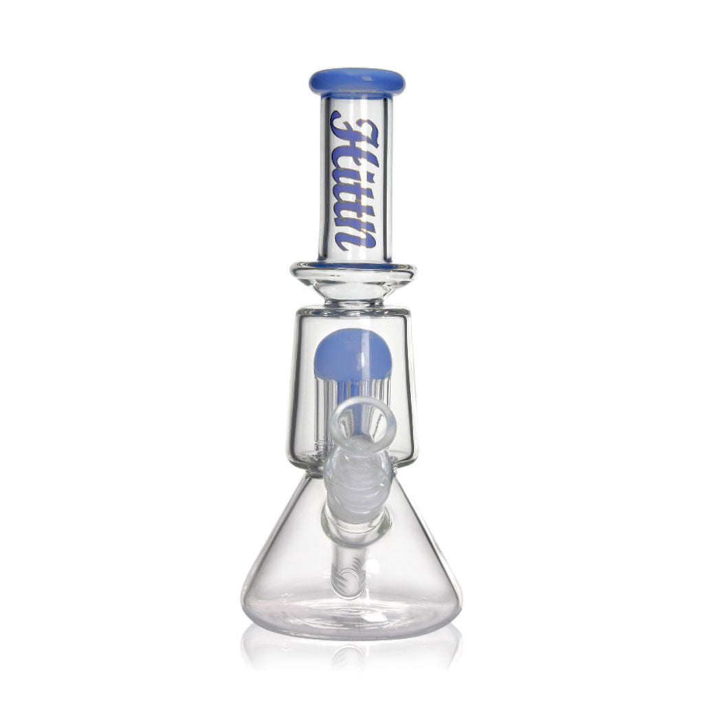Shop blue Hittn 8-Arm Tree Perc Beaker Bong with splash guard at Honeybee Herb. In stock—order now. 