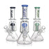 Blue Hittn 8-Arm Tree Perc Beaker Bong with splash guard shown with green and black options—buy from Honeybee Herb today.