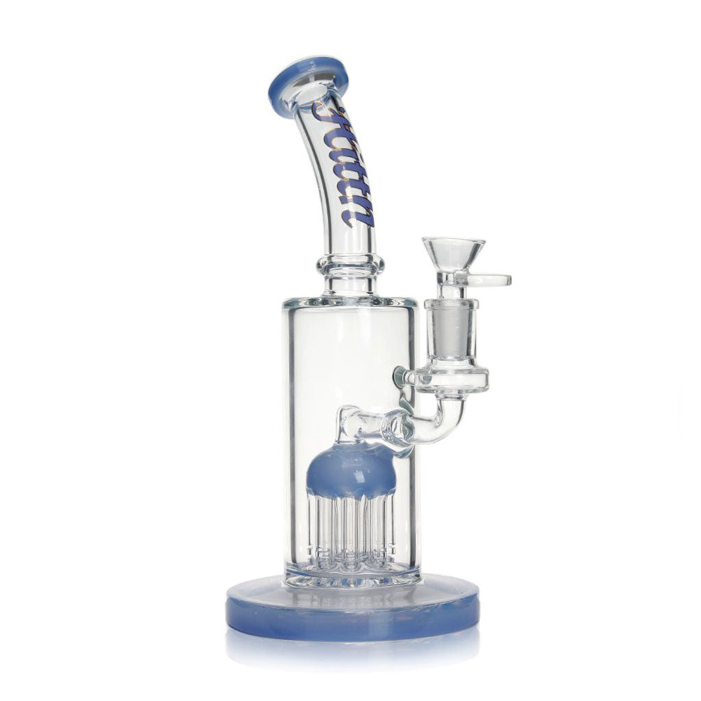Close-up of the Blue Hittn 8-Arm Tree Perc Bong percolator for smooth, filtered hits. 