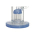Blue Hittn 8-Arm Tree Perc Bent Neck Bong side view showcasing premium glass design.