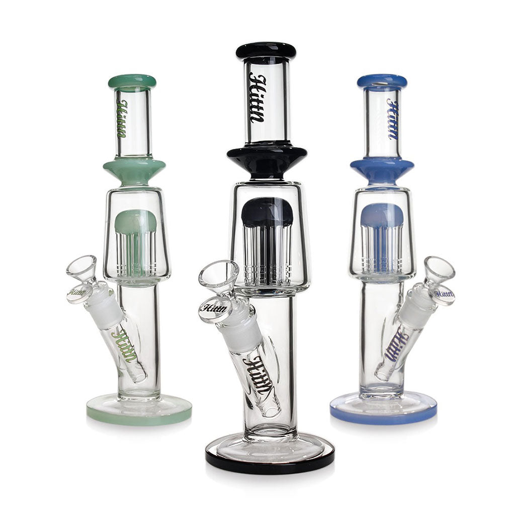 Hittn 8-Arm Tree Perc Bong black edition with multiple color options for sale 